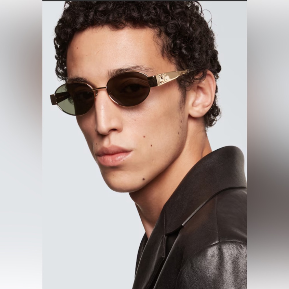 CELINE🔥Sunglasses unisex Gold Metal Made in Italy)